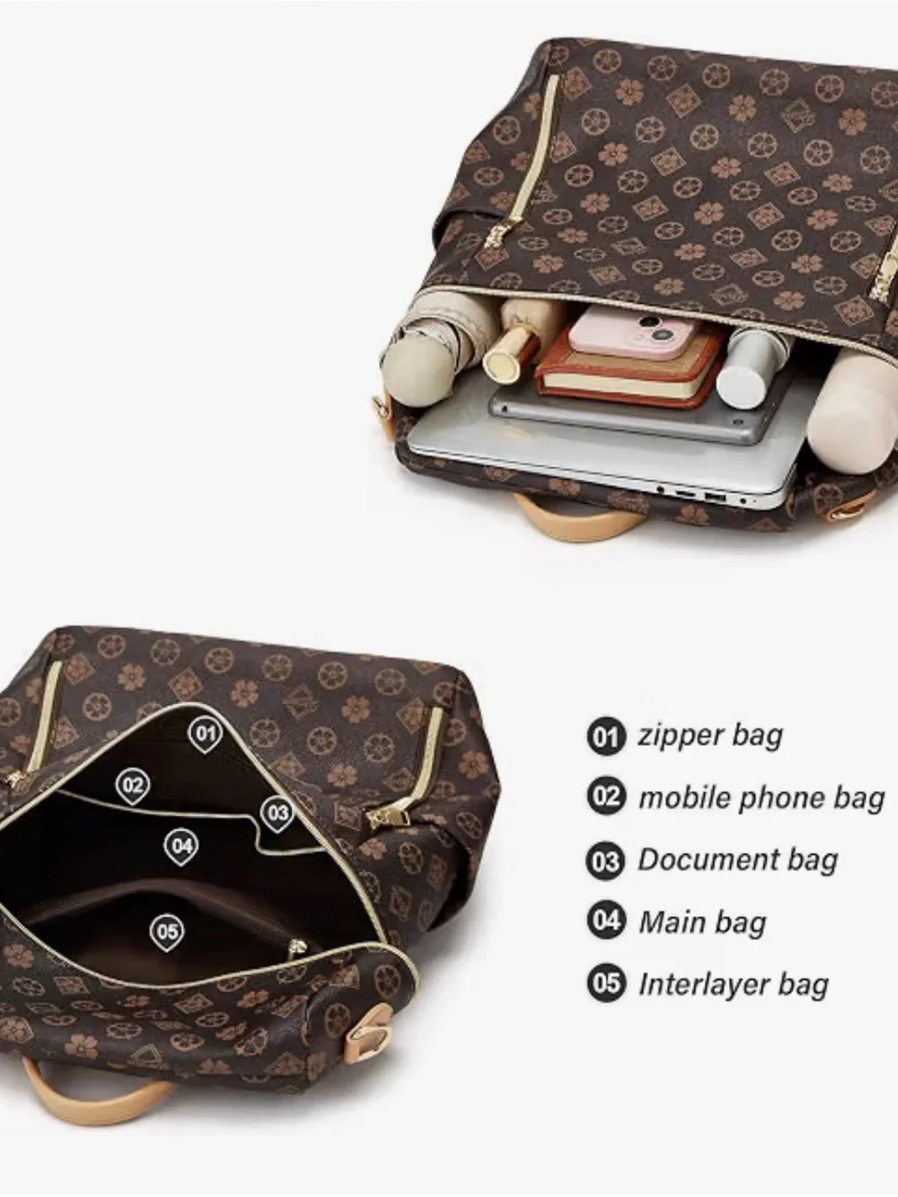 Backpack Purse for Women PU Leather Travel Satchel Handbag Convertible Design Ba